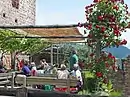 Outdoor seating at the café