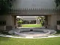 View over the round pool, with the central courtyard and living room beyond (2005)