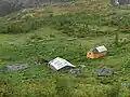 Holmen mountain farm, seen from the track over Bjødnastigen.