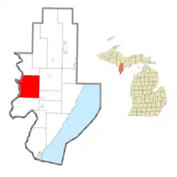 Location within Menominee County and the state of Michigan