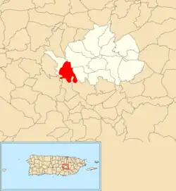 Location of Honduras within the municipality of Cidra shown in red