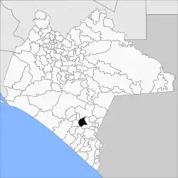 Location of Honduras de la Sierra in Chiapas