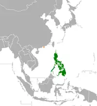 Map indicating locations of Philippines and Hong Kong