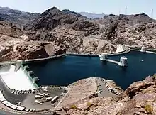 Water enters the Arizona spillway during the 1983 floods