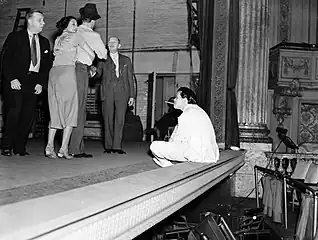 Arlene Francis, Joseph Cotten and Orson Welles at a rehearsal