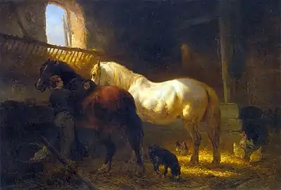 Horses in a stable