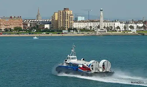 Image 2Hovercraft passing the mixed architecture, public gardens and shingle beach at Southsea, Portsmouth (from Portal:Hampshire/Selected pictures)