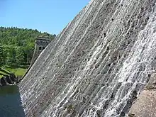 Base of Howden Dam, from Derwent Reservoir