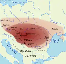 Image 23Germanic and other tribes within the Hun-dominated areas, around 450 AD (from History of Slovakia)