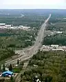 Highway 11 just north of North Bay. On the left the Brake Check area can be seen before trucks head into North Bay.