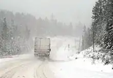 Winter can pose serious driving hazards along Hwy 11 (near Temagami).