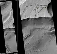 Hydraotes Chaos, as seen by HiRISE.  Click on image to see channels and layers.  Scale bar is 1000 metres long. Image in Oxia Palus quadrangle.