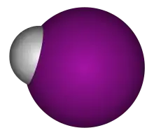 Space-filling model of hydrogen iodide