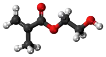 Ball-and-stick model of the hydroxyethyl methacrylate molecule