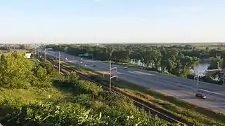 Interstate 29 closely parallels the Missouri River in Sioux City