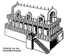 Illustration of Temple 40 at Sanchi, dated to the 3rd century BCE