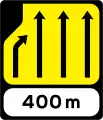 W 093LLane Loss (Four to Three Lanes) - Left (with 400m panel)