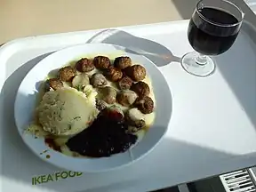 Swedish meatballs (köttbullar) at an Ikea store in Poznań, Poland