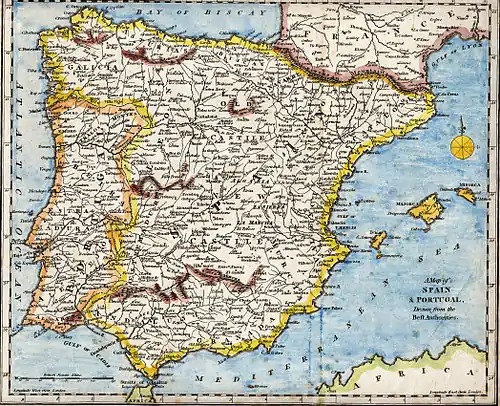 Image 17An 18th-century map of the Iberian Peninsula (from History of Spain)