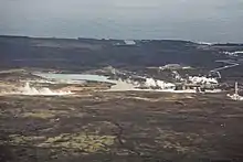 Suðurnesjavirkjun (Reykjanes Power Station) with cooling ponds