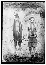 An Ifugao bridal pair (c. 1910). Note the kango or yang ngo on the man.