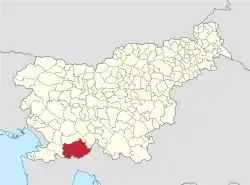 Location of the Municipality of Ilirska Bistrica in Slovenia