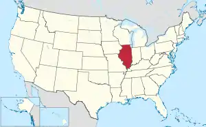 Map of the United States highlighting Illinois