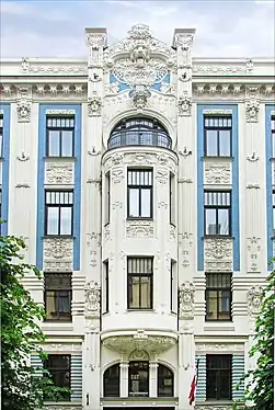 Eclectic Art Nouveau: A building on Alberta iela by Mikhail Eisenstein. Although a popular tourist destination, this very decorated kind of Art Nouveau is not typical for Riga.