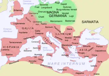 Map of Roman empire, showing provinces