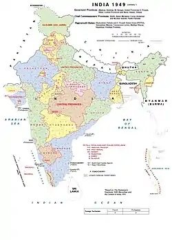 Administrative divisions of India, 1949