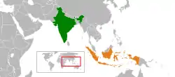 Map indicating locations of India and Indonesia