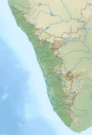 Map showing the location of Thattekkad Bird Sanctuary  തട്ടേക്കാട് പക്ഷി സങ്കേതം