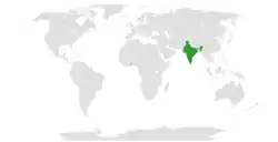 Map indicating locations of India and Togo