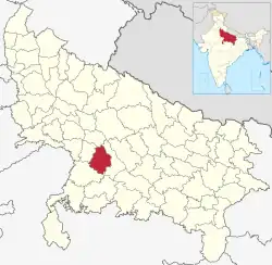 Location of Greater Kanpur district in Uttar Pradesh