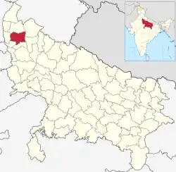 Location of Meerut district in Uttar Pradesh