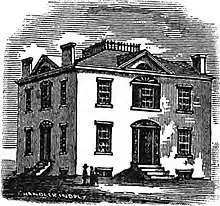 A sketch of the second official Governor's Mansion, located in Indianapolis