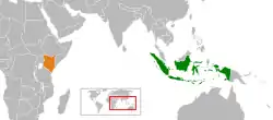 Map indicating locations of Indonesia and Kenya