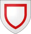 Gules, an inescutcheon argent within a bordure argent