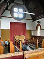 Interior of a chapel at Biggleswade Cemetery