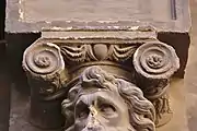 Ionic capital of the telamon door of the Hôtel de Bagis.