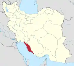 Location of Bushehr province in Iran