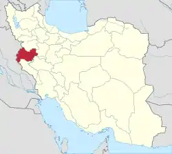 Location of Kermanshah province in Iran