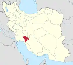 Map of Iran with Kohgiluyeh and Boyer-Ahmad province highlighted