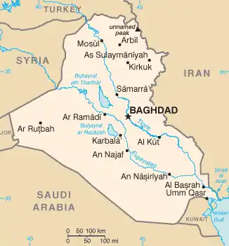 Image 4CIA map of Iraq, following typical labeling guidelines to maximize legibility and association (from Cartographic design)