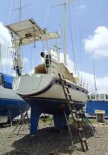 An Irwin 44 with a fold-down transom.