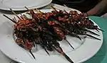 Isaw is a popular street food that is made from skewered chicken or pig intestines.