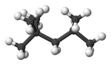 Ball and stick model of 2,2,4-trimethylpentane