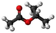 Ball-and-stick model of the isopropyl acetate molecule