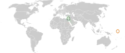 Map indicating locations of Israel and Nauru