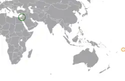 Map indicating locations of Israel and Samoa